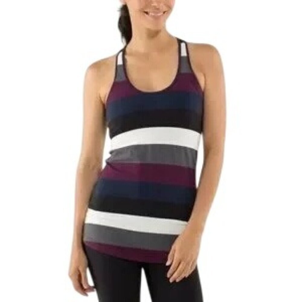 Lululemon Cool Racerback Hyper Stripe Tank Top in Plum